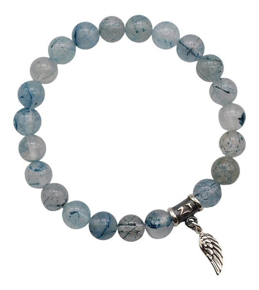 Natural Rutilated Quartz Handmade Beaded Pixiu Bracelet