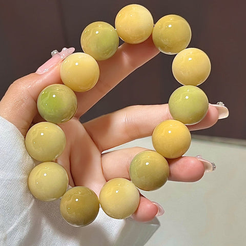 The Beauty of Natural Skin Bodhi Seed Polished White Jade Bracelets