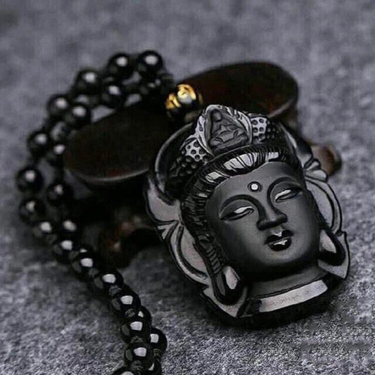 The Perfect Gift: Buddha Stones Natural Black Obsidian Necklace