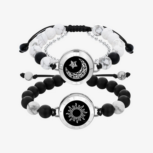 Valentine's Day White Gift Packaging Sun Moon Touch Bracelets With Milan Rope in Black and Brown
