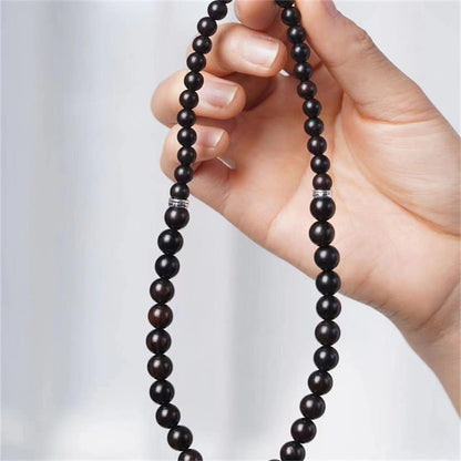 Buddha Stones Tibet Ebony Wood Dzi Bead Balance Double Wrap Bracelet