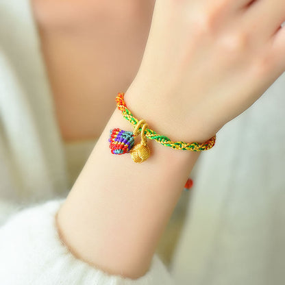 Buddha-Steine, buntes Seil, Glück, handgefertigt, Zongzi-Charm-Armband
