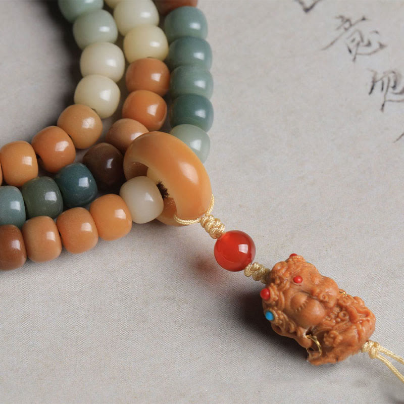 Buddha Stones 108 Mala-Perlen Farbverlauf Bodhi Seed Grüne Tara Buddha Gravur Peace Harmony Armband