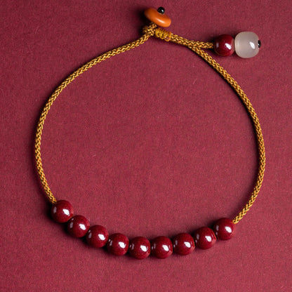 Buddha-Steine, natürliche Zinnoberperlen, Segen, handgefertigtes Armband