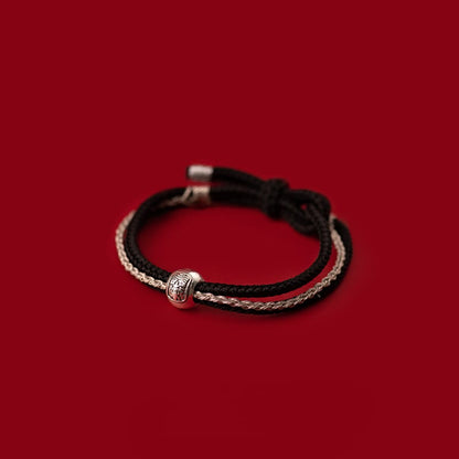 Pulsera de cuerda con piedras de Buda en plata de ley 925, con la diosa de la riqueza y la suerte del zakiram tibetano.