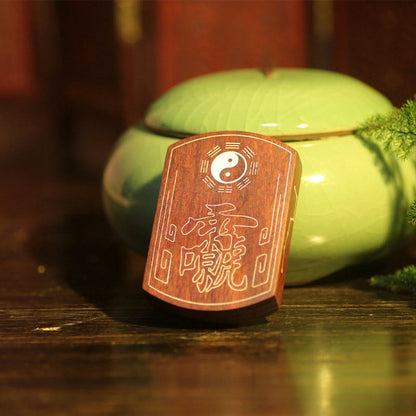 Buddha Stones 999 Sterling Silber Ebenholz Rotes Sandelholz Yin Yang Bagua Balance Halskette Anhänger