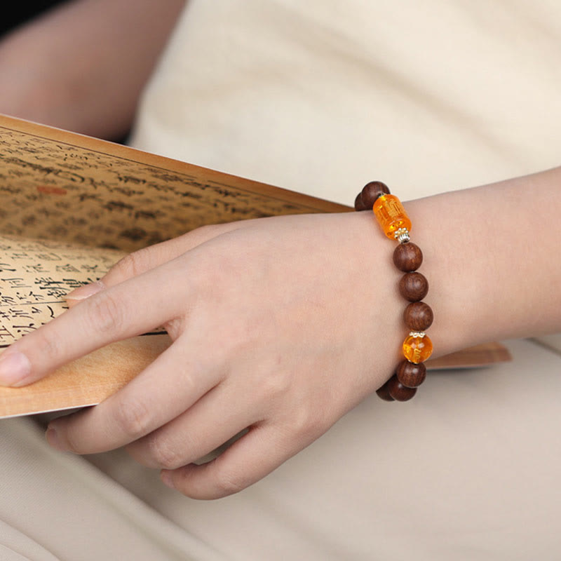 Buddha-Steine, natürliches Phoebe Zhennan-Holz, Om Mani Padme Hum, Gott des Reichtums, Kristall-Schutzarmband