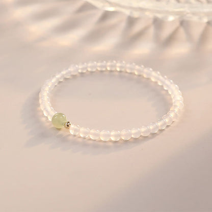 Pulsera de jade y ágata blanca natural con piedras de Buda para proteger la suerte 