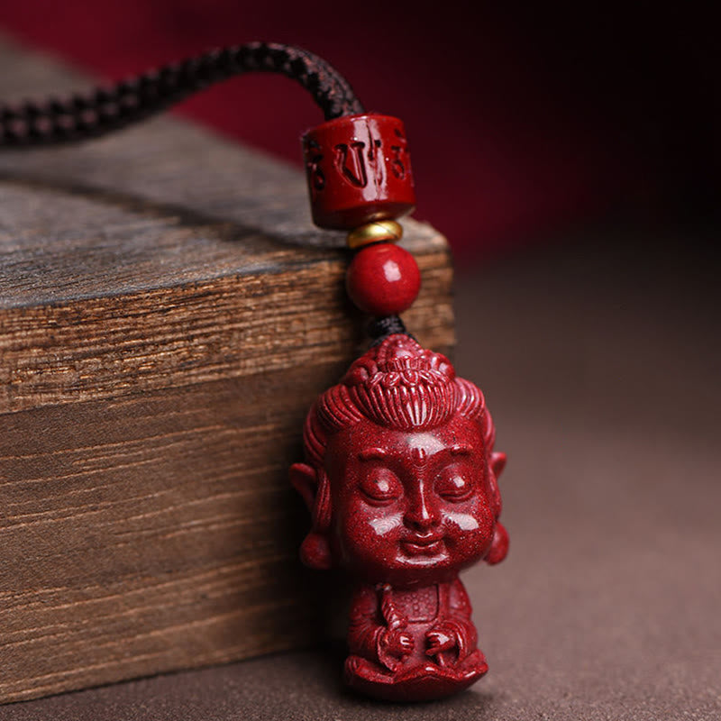 Collar con colgante de cinabrio natural con piedras de Buda del zodíaco chino para alejar los malos espíritus.