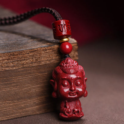 Collar con colgante de cinabrio natural con piedras de Buda del zodíaco chino para alejar los malos espíritus.