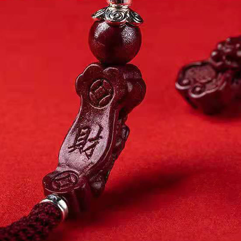 Pulsera trenzada de PiXiu Cinabrio para la Riqueza y la Suerte, hecha a mano con piedras de Buda 