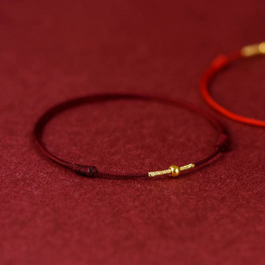 Pulsera de cuerda trenzada con cuentas doradas de plata de ley 925 con piedras de Buda 