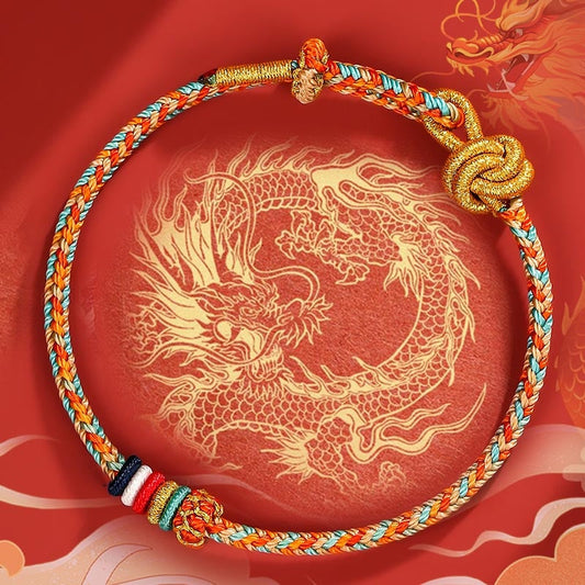 Pulsera trenzada de cuerda colorida de Dunhuang hecha a mano con piedras de Buda 