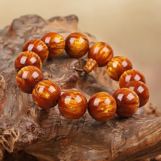 Buddha Stones Golden Sea Willow Erfolg Positives Armband Mala 