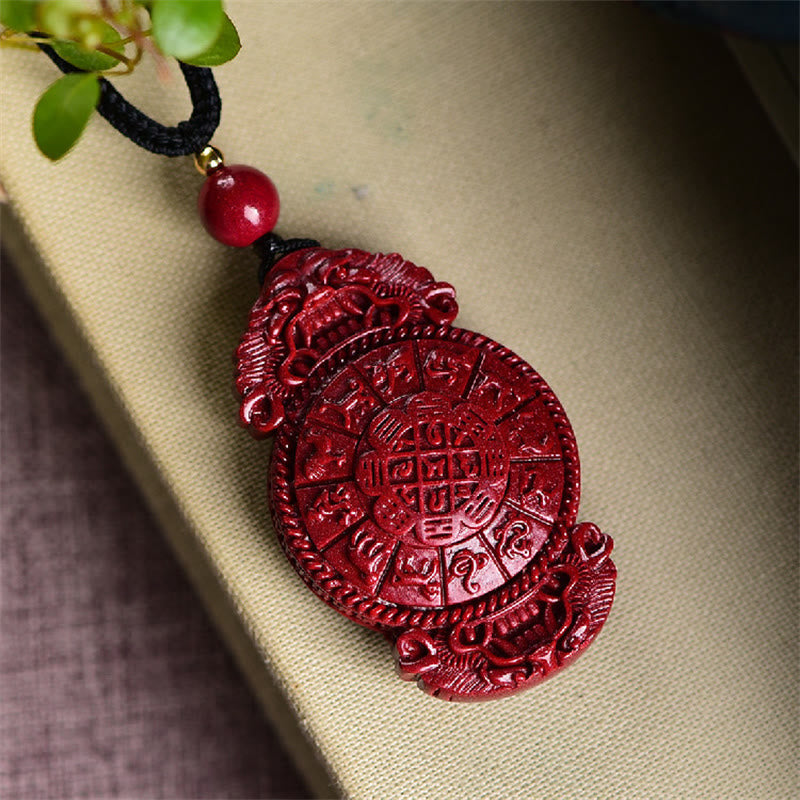 Colgante de collar con bendición de cinabrio natural con forma de calabaza del zodiaco chino Yin Yang de Buda sonriente con piedras de Buda 