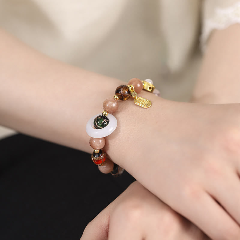Pulsera con dijes de rueda de oración Om Mani Padme Hum, piedra de Buda, incienso tibetano, ceniza, vidrio Liuli, piedra Tridacna, piedra del sol