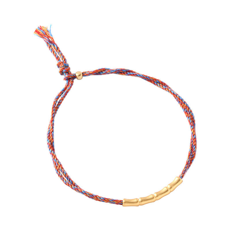 Pulsera trenzada multicolor hecha a mano con piedras de Buda en plata de ley 925 con diseño de bambú y la suerte. 