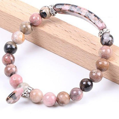 Buddha Stones Naturquarz Liebesherz Heilperlen Armband