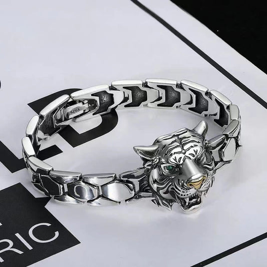 Pulsera curativa con diseño de cabeza de tigre y piedras de Buda