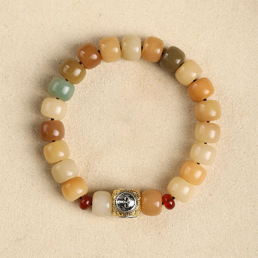 Pulsera de sabiduría Om Mani Padme Hum con semillas de Bodhi naturales de Buda y el Señor del Bosque Cadáver