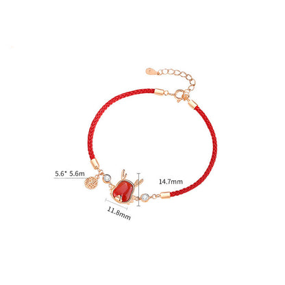 Buddha Stones 925 Sterling Silver Year of the Dragon Natural Red Agate Dragon Attract Fortune Fu Character Strength Bracelet Necklace Pendant Earrings