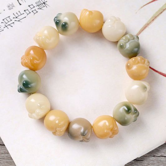 Pulsera de piedras de Buda con semillas de Bodhi multicapa y linda huella de gato para una armonía tranquila