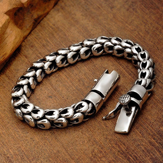 Pulsera de piedra de Buda con diseño retro de escamas de dragón y fuerza para el éxito