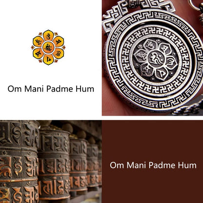 Collar con colgante de piedra de Buda tibetano Om Mani Padme Hum, doble dorje, vajra, giratorio, pureza y paz. 