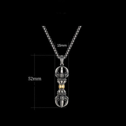 Collar con colgante de riqueza con diseño de Dorje Vajra tibetano y piedras de Buda 