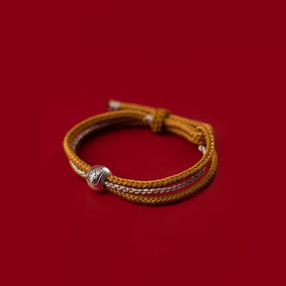 Pulsera de cuerda con piedras de Buda en plata de ley 925, con la diosa de la riqueza y la suerte del zakiram tibetano.