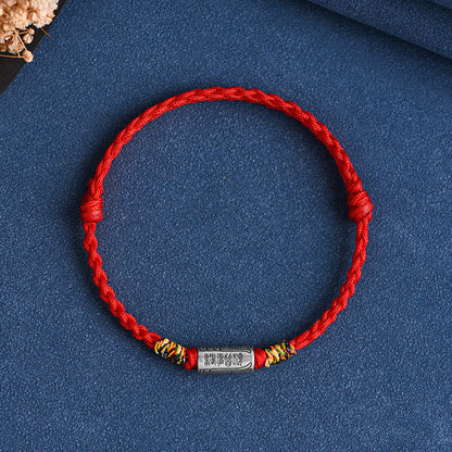 Pulsera tobillera de protección y fuerza con diseño "Todo va bien" de Buddha Stones, hecha a mano en plata de ley 925. 
