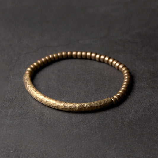 Pulsera de cuentas de cobre y latón con diseño simple de piedras de Buda para la suerte y la riqueza 