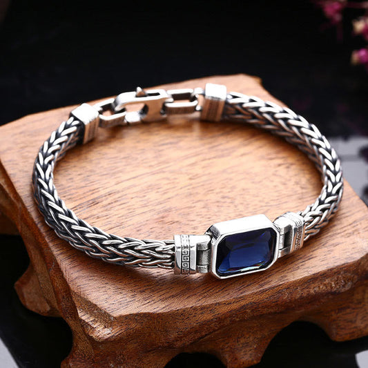 Buddha Stones Retro Blau Acryl Drachen Kiel Geflochtenes Design Heilung Reichtum Schnalle Armband 