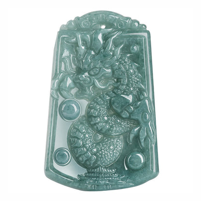 Collar con colgante de jade con piedras de Buda, año del dragón, zodiaco chino, dragón que viaja por el mundo. 