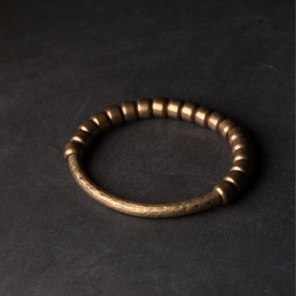 Buddha Stones Simple Design Copper Brass Bead Luck Wealth Bracelet