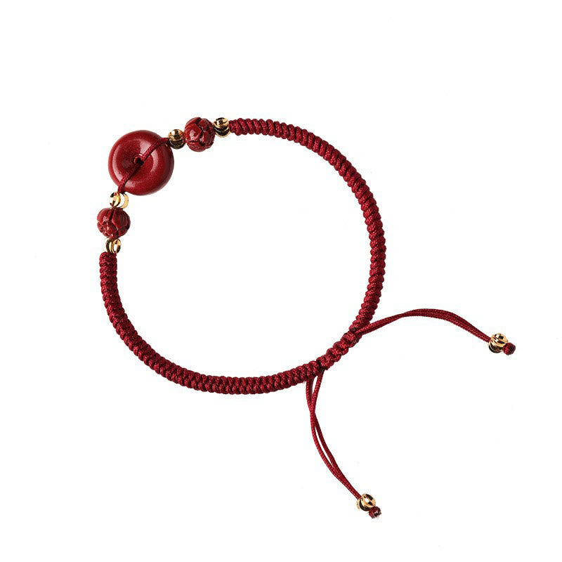 Pulsera trenzada con bendición de paz y cinabrio de loto hecha a mano con piedras de Buda