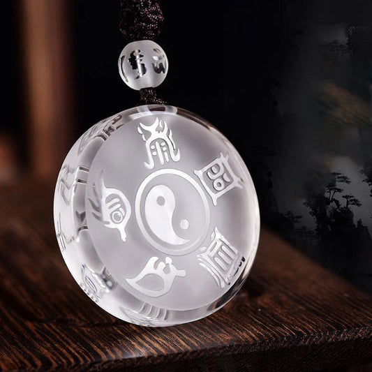 Buddha-Steine ​​Taoismus Fünf Heilige Berge Yin Yang Symbol Liuli Kristall Balance Halskette Anhänger Schlüsselanhänger