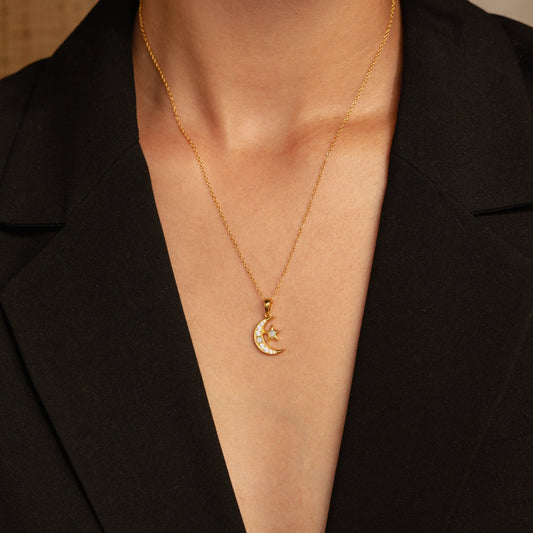 Collar de luna y estrella de ópalo 
