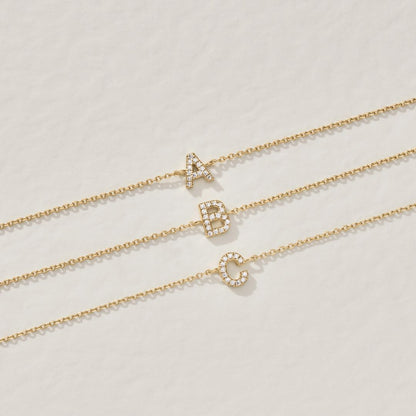 Gold Diamond Style Miniature Initial Letter Bracelet