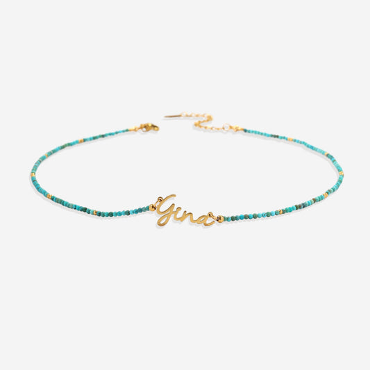 Turquoise Beaded Fairy Name Necklace