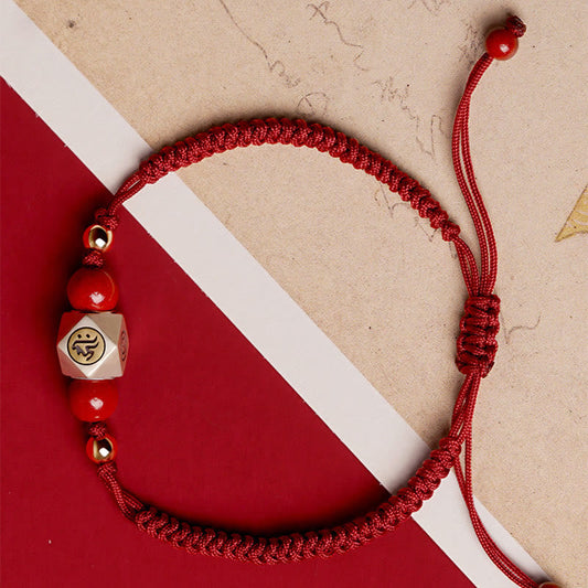 Pulsera trenzada con piedras de Buda, hecha a mano en plata de ley 925, con el zodíaco chino, Buda natal, cinabrio y calma. 