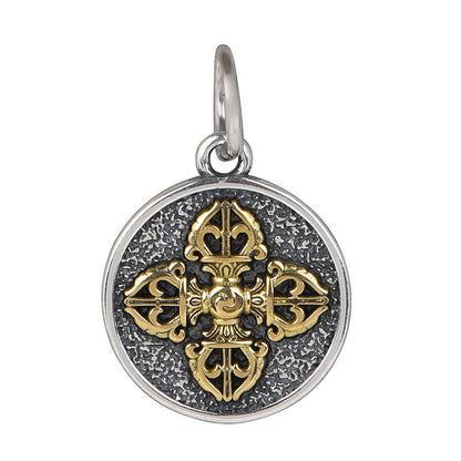 Collar con colgante de bendición de vajra con doble dorje de plata de ley 925 y piedras de Buda 