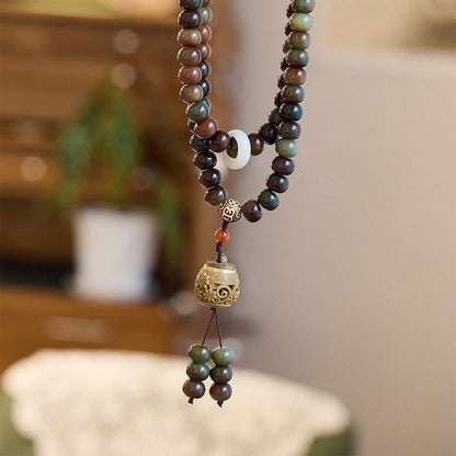 Pulsera de 108 cuentas Mala de Buda, color Dunhuang, con semillas de Bodhi y cuentas Dzi, para protegerse de los malos espíritus.