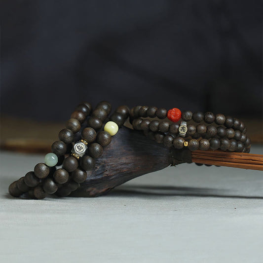 Buddha Stones 925 Sterling Silber Chinesisches Sternzeichen Natal Buddha Kalimantan Adlerholz Jade Bernstein 999 Gold Roter Achat Balance Armband