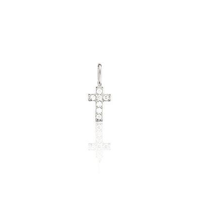Massiver Weißgold Echter Diamant Individueller kleiner Kreuzanhänger