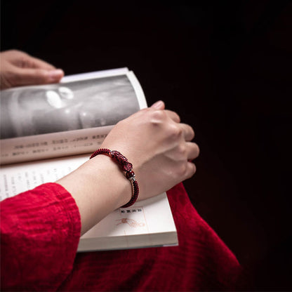 Pulsera trenzada de PiXiu Cinabrio para la Riqueza y la Suerte, hecha a mano con piedras de Buda 