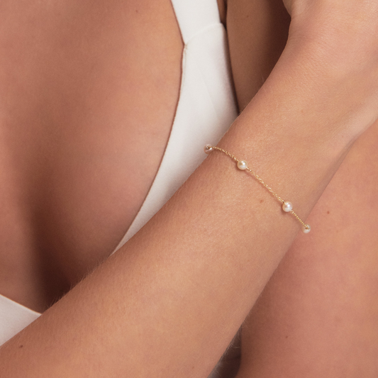 Rose Gold Five Pearl Bracelet