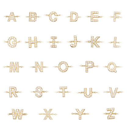 Gold Diamond Style Miniature Initial Letter Bracelet