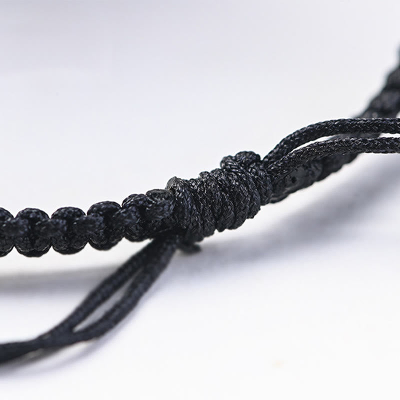 Buddha-Steine, kleines Blatt, rotes Sandelholz, Ebenholz, süßer Katzenkopf, ruhiger Schutz, geflochtenes Armband 