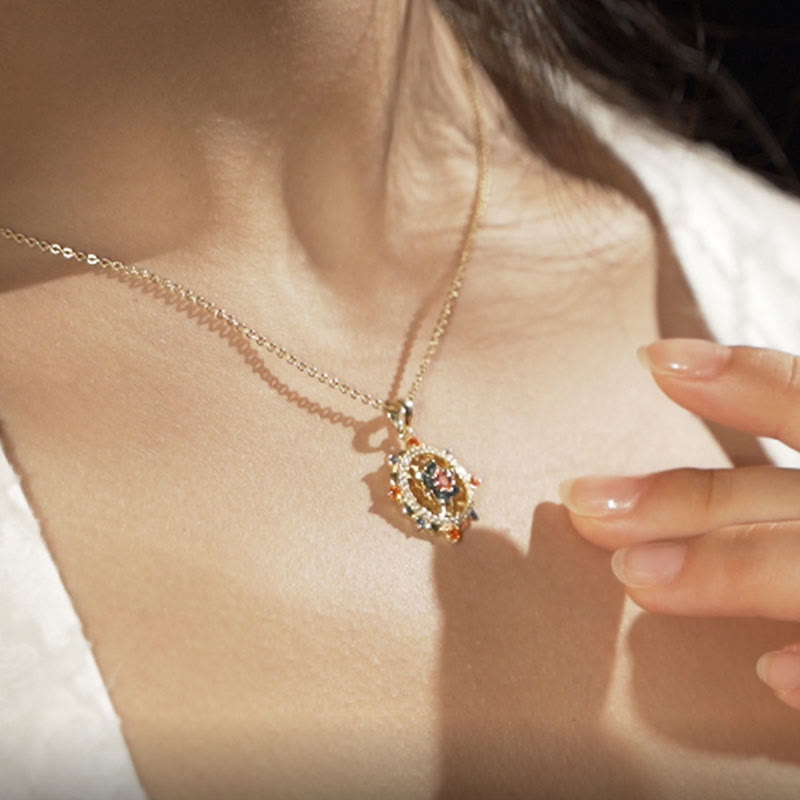 Collar con colgante de flor de loto de plata de ley 925 con piedras de Buda y circonitas de colores para un nuevo comienzo.